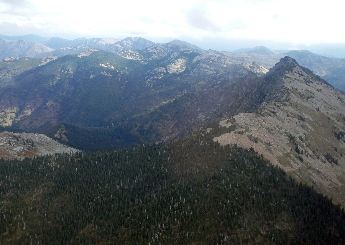 &#151;Photo courtesy PHIL HOUGH
A birdseye view of the Scotchman Peaks Wilderness area from an EcoFlight airplane.