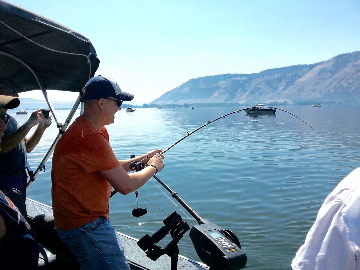 Ted Escobar/The Sun Tribune
Watching someone, like Dave from Town Ford in Wenatchee, catch his first King Salmon is exciting. It weighed 15 pounds.