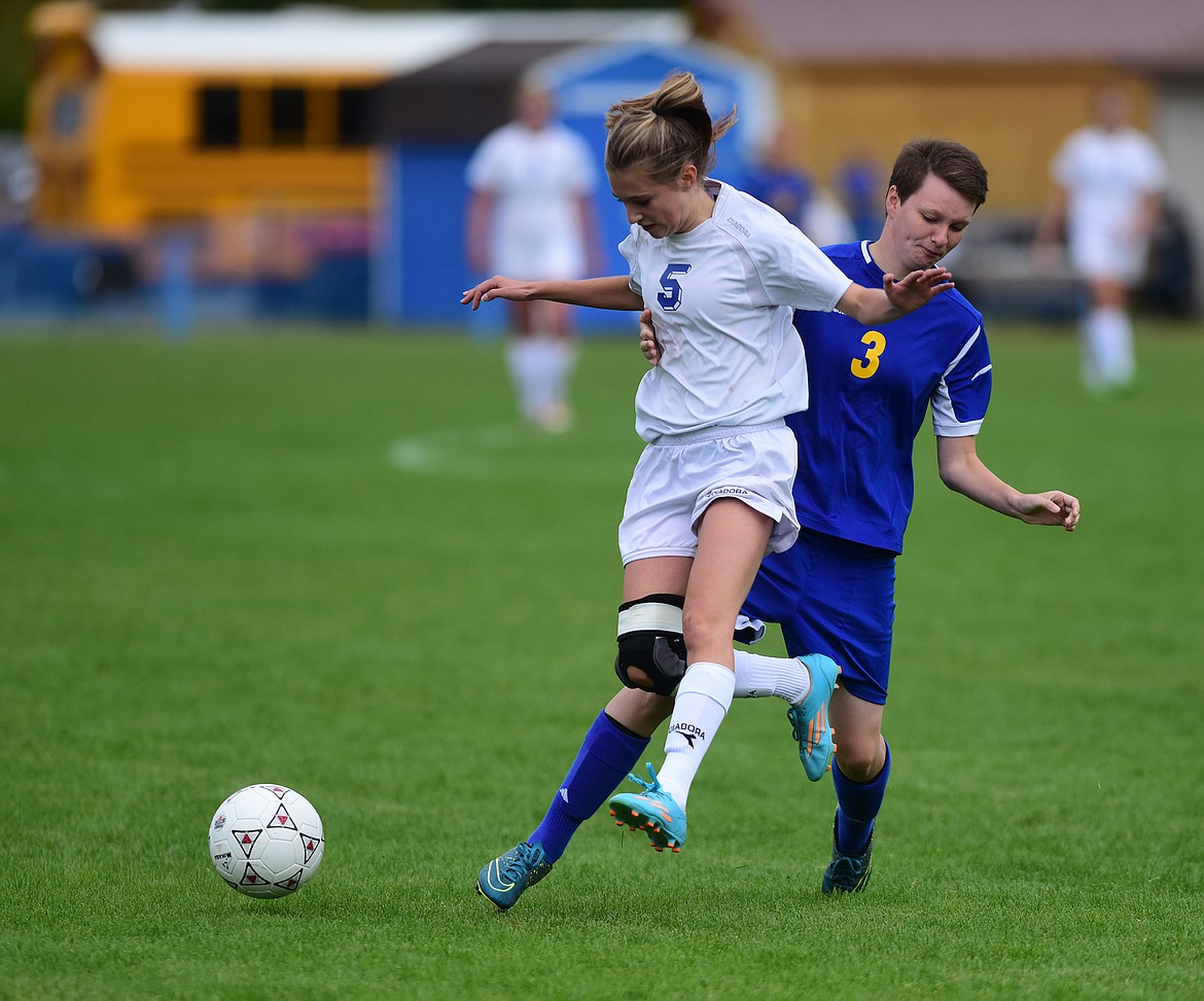 Mikayla Thomas cuts off a Libby striker as the Kats did not allow a score in the Saturday match.