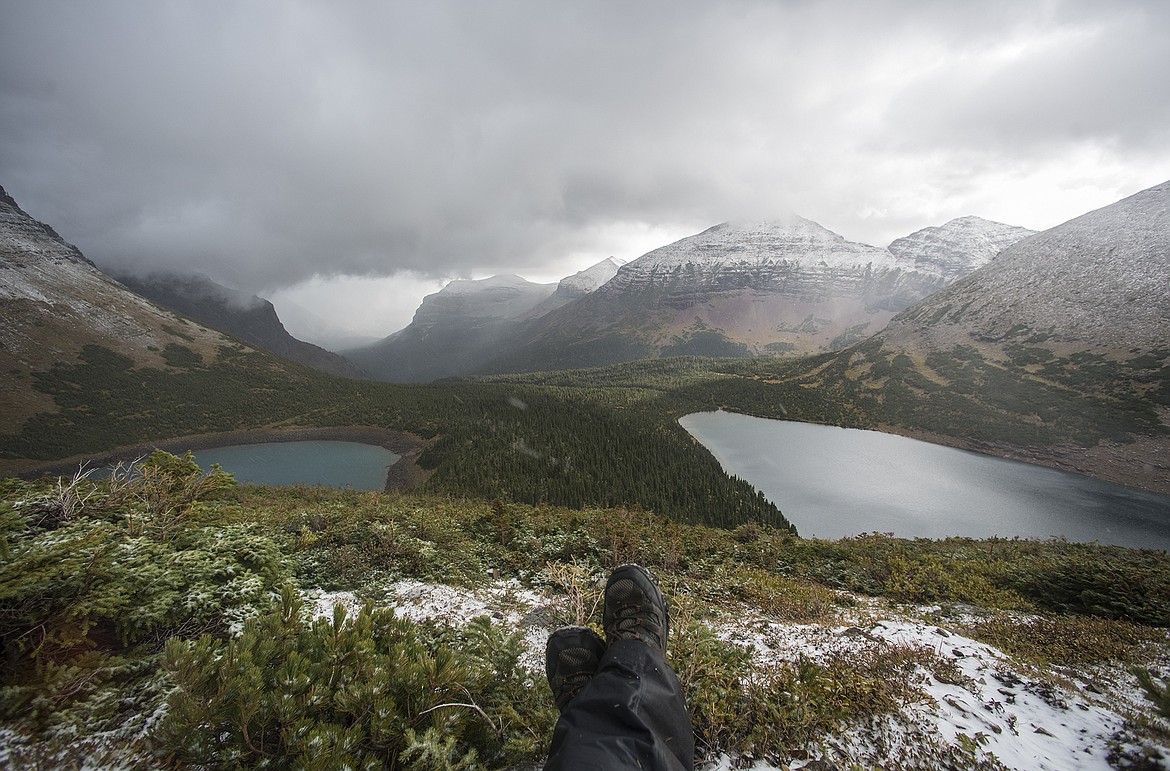 Taking a break in the snow at Pitamakan Pass.