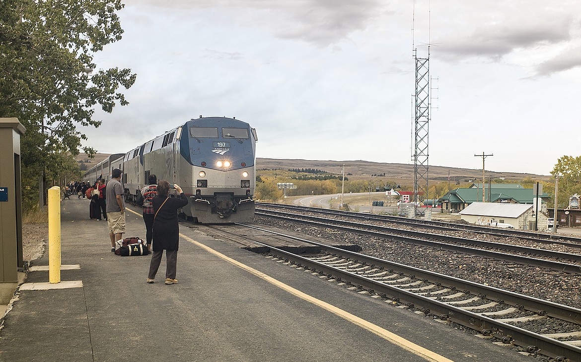 The Amtrak train arrives in East Glacier.