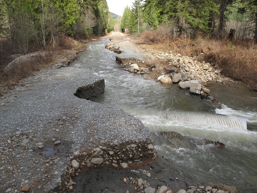 -Courtesy photo

































A section of Grouse Creek Road after a flood in the Spring of 2012. Re-routing certain sections of road will prevent similar washouts from happening in the future.