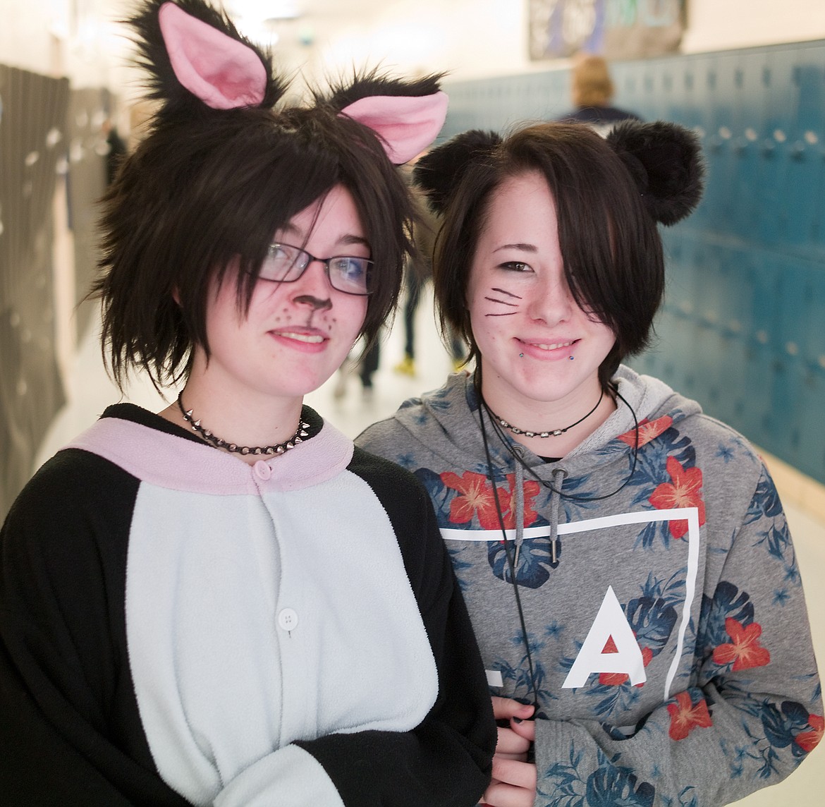 Jamie Moser and Emily Carman were dressed up for &#147;animals&#148; day during homecoming week at Columbia Falls High School last week.