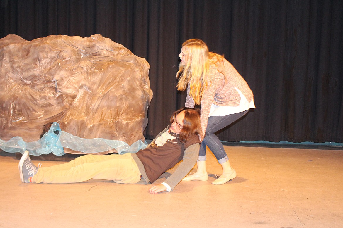 Cheryl Schweizer/Columbia Basin Herald - Ariel (Paige Lubach) rescues Prince Eric (Jeff Ames) in the Masquers Theater production of &#8220;The Little Mermaid,&#8221; opening Friday.