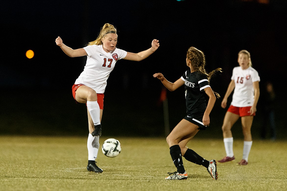 &#151;Photo by JASON DUCHOW PHOTOGRAPHY
Sandpoint senior Olivia Moore volleys a ball in a 3-1 loss to Bishop Kelly on Saturday night in Idaho Falls.