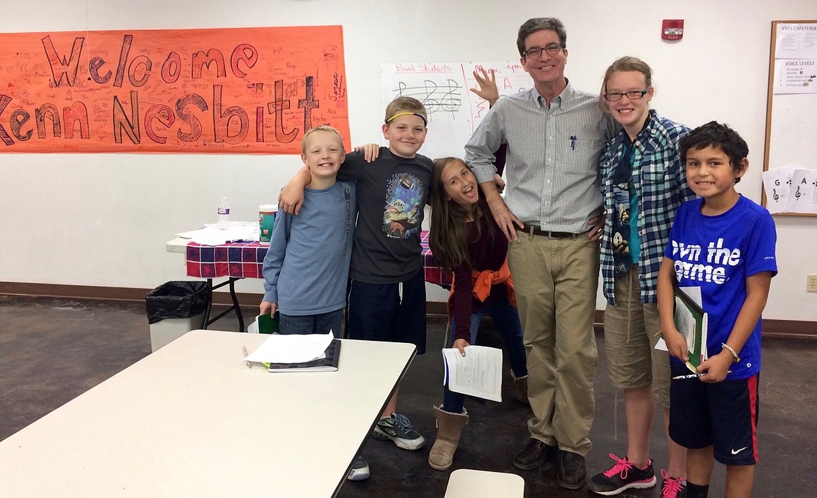 --Courtesy photo
Poet Kenn Nesbitt poses for a photo with Valley View students during an author visit.