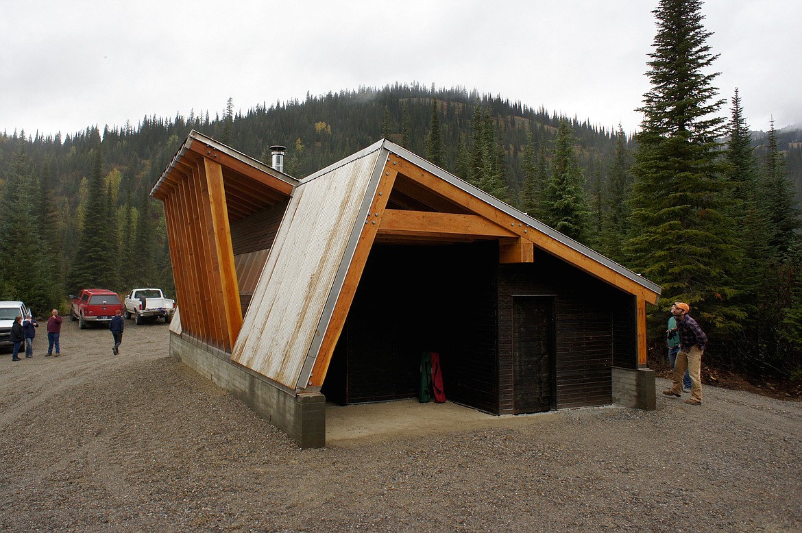 &#151;Photo courtesy of RANDY TEAL
People check out a warming structure north of Sandpoint in the Moose Creek area.  The structure was designed by University of Idaho College of Art and Architecture students.