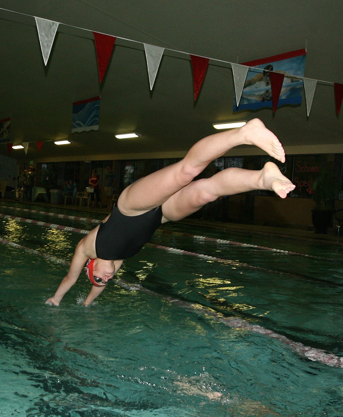 &#151;Photo by ERIC PLUMMER
Sandpoint senior Emily Hieronymus will be one of 11 Bulldogs in action today and Saturday at the Idaho State Swimming Championships in Boise.