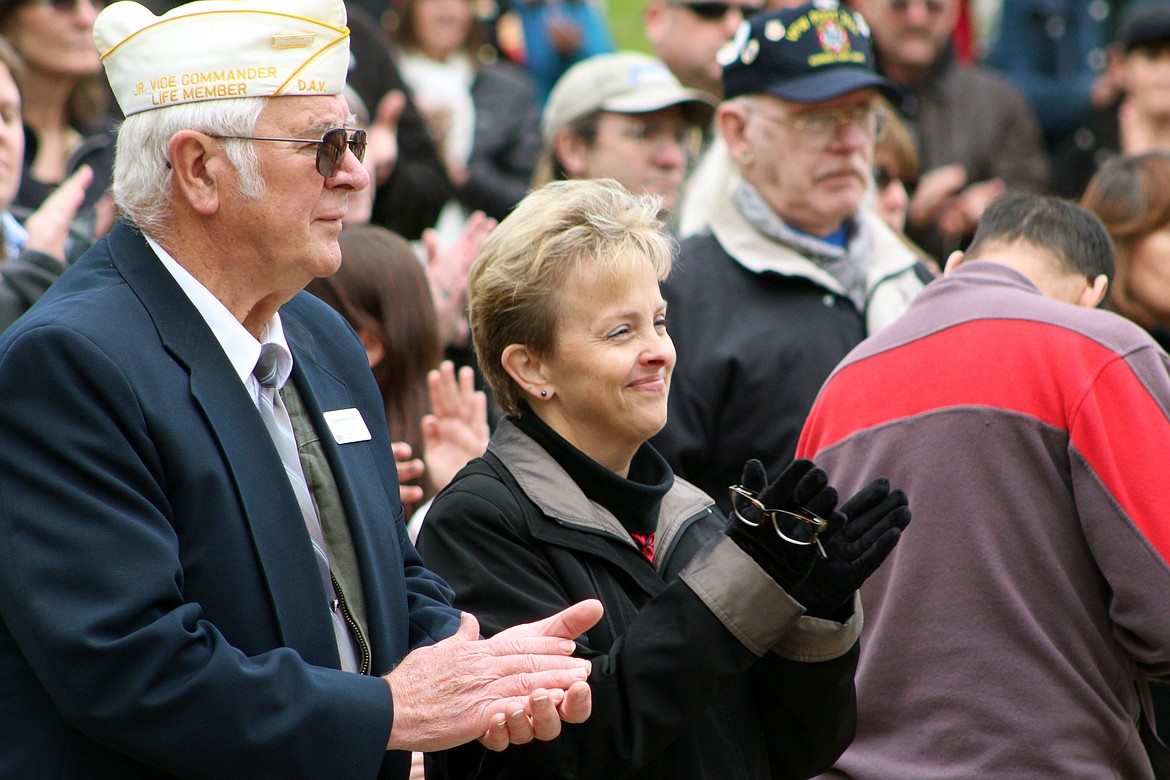 &#151;Photo by STAR SILVA
Guest speaker District 1 Sen. Shawn Keough joins Boundary County residents in honoring those who have served during Friday's Veterans Day ceremony at Veterans Memorial Park, downtown Bonners Ferry.