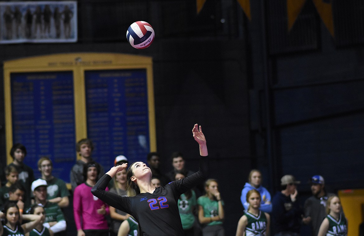 Kaitlyn Casazza with a serve against Central.