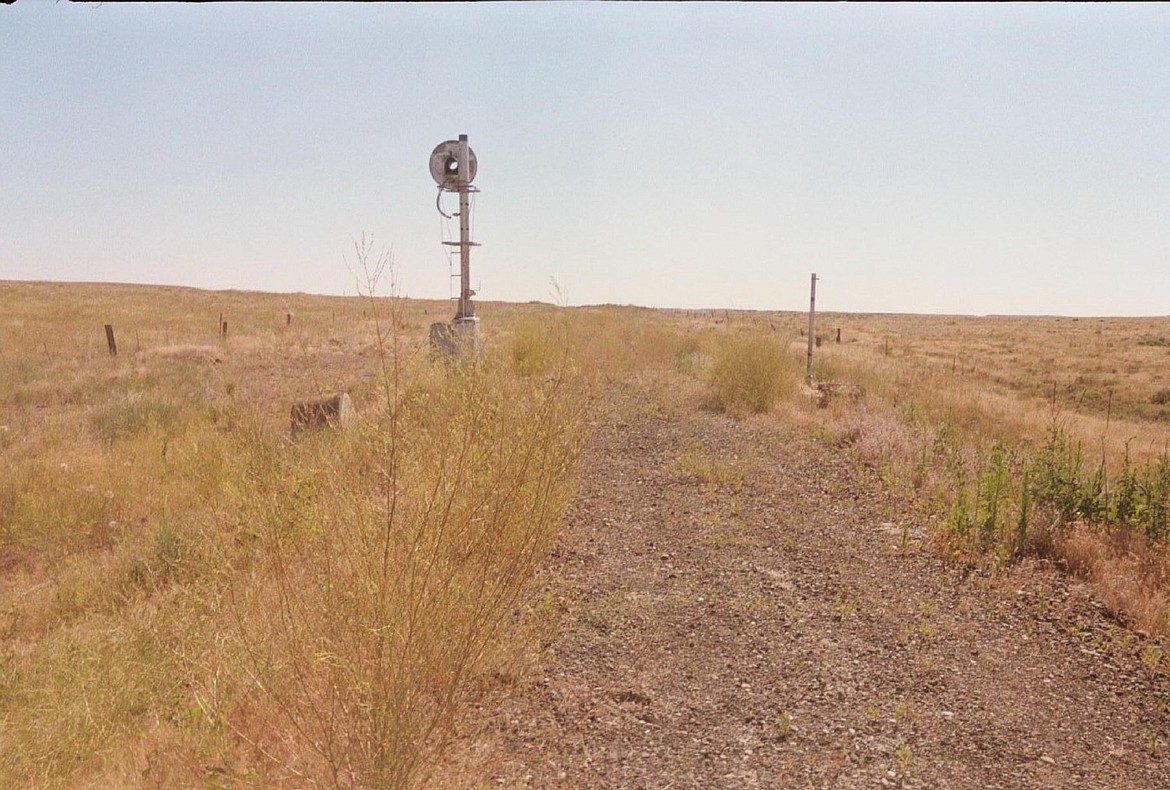 Courtesy Photo - A leftover rail travel safety signal on the Milwaukee Road near Ralston.