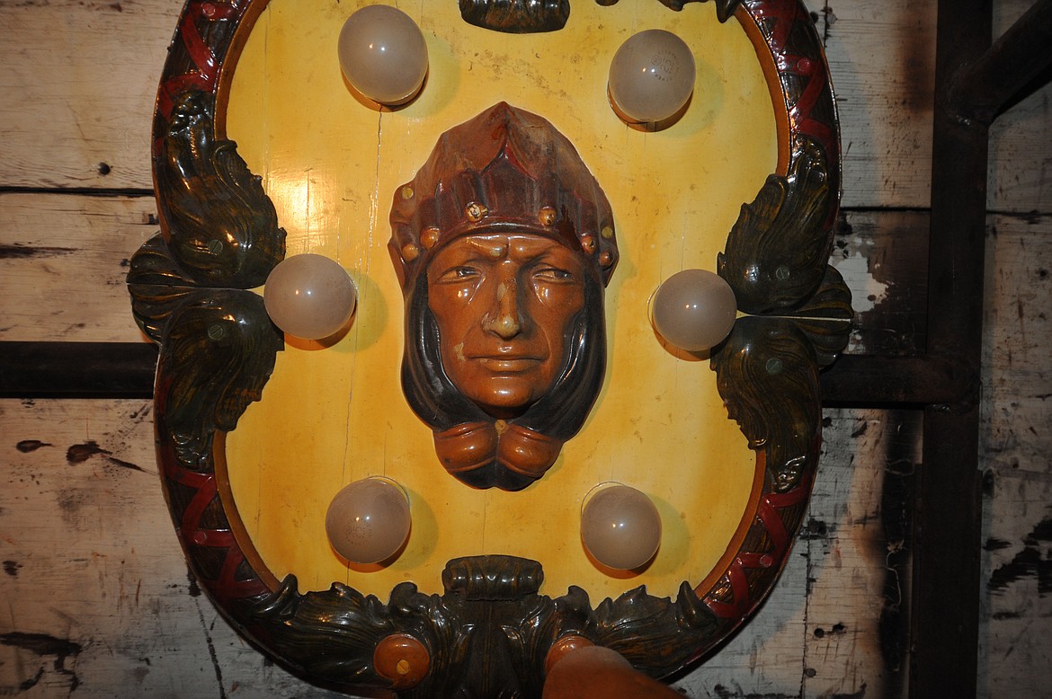 &#151;Courtesy photo
A photo of a rounding board shield on a nearly 100-year-old carousel found by Clay and Reno Hutchison of Sandpoint. The couple hopes to find a location in Sandpoint to put the carousel.