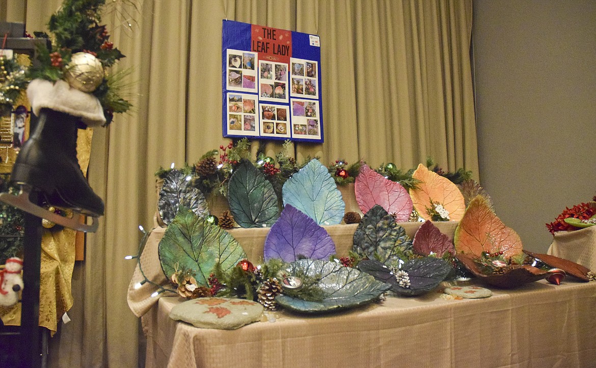 CEMENT LEAVES made by Polson artist Jil Roberts are pictured at the Holiday Bazaar at the KwaTaqNuk Resort on Friday. (Photos by Brett Berntsen/Lake County Leader)