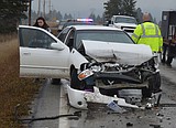 Wreck in front of Bad Rock fire station