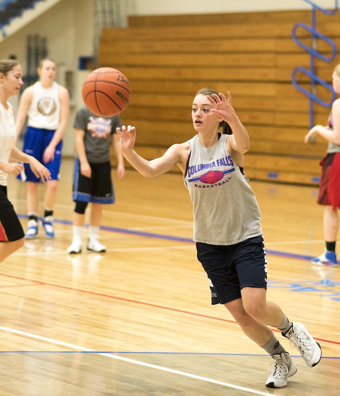 Hayley Peacock makes a pass during basketball practice last week. The season starts Dec. 3.