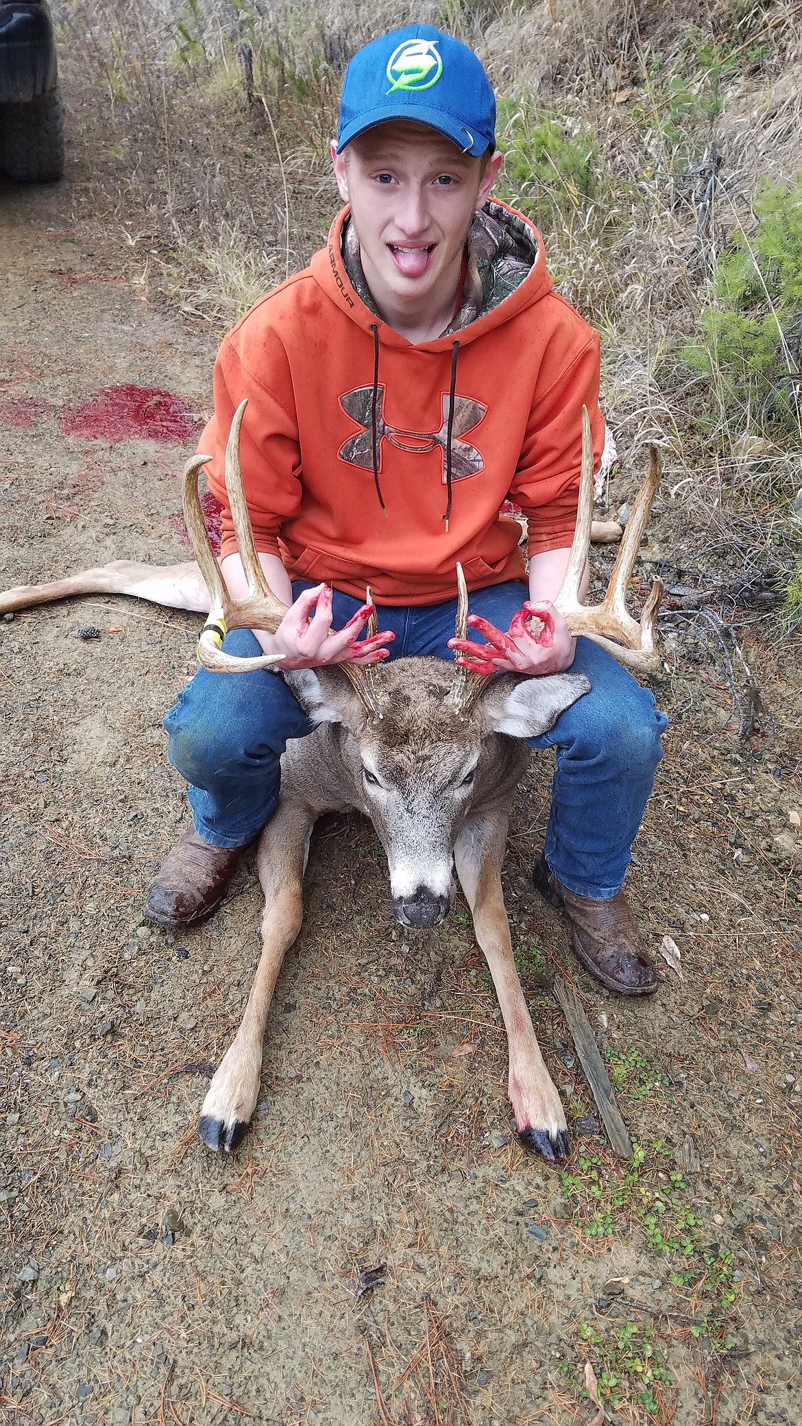 Zach Lyon, 16 years old, killed a 5x4 buck with one shot with his 270 winchester. His mother, Carla Lyon, said she &#147;was blessed to be able to spot the monster for Zach and be there when he got him. Proud momma I am.&#148; (Courtesy photo)