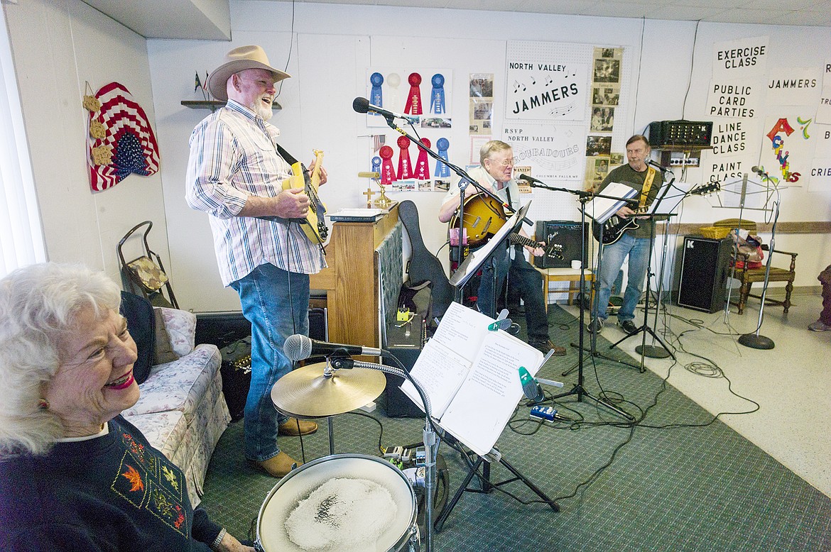 Loretta Heath, Dick Reed, Pete Jacobson and Rick King share a laugh after a song doesn&#146;t go exactly as planned.