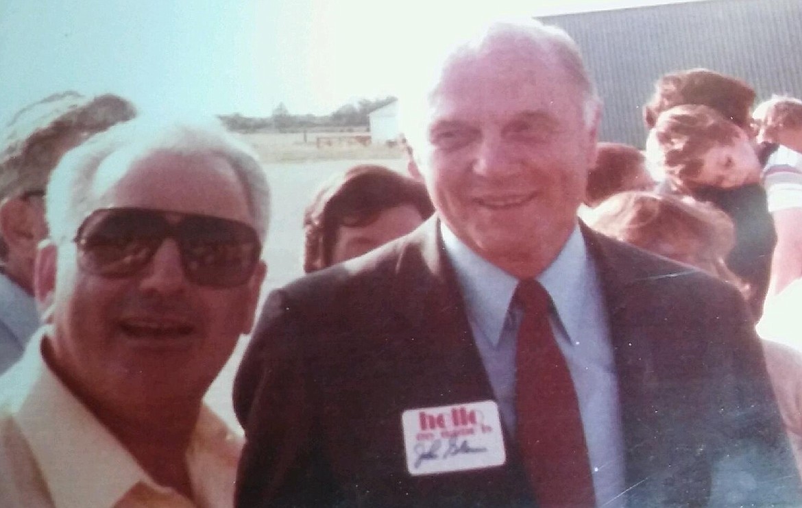 Jim Pestana knew John Glenn and had this photo taken with him in the late &#145;80s. His daughter, Jill Pestana, lives in St. Regis. (Photo courtesy of Jill Pestana)