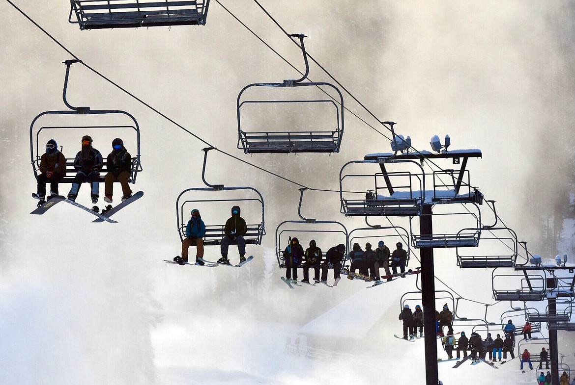 Chair 6 shuttles skiers from the Base Lodge on Wednesday, Dec. 7 at Whitefish Mountain Resort.