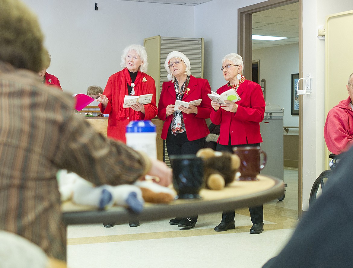 The Calamity Singers perform at the Montana Veterans Home last week. From left is Carolyn Pfrimmer, Hattie Meyer and Bert Kasper.