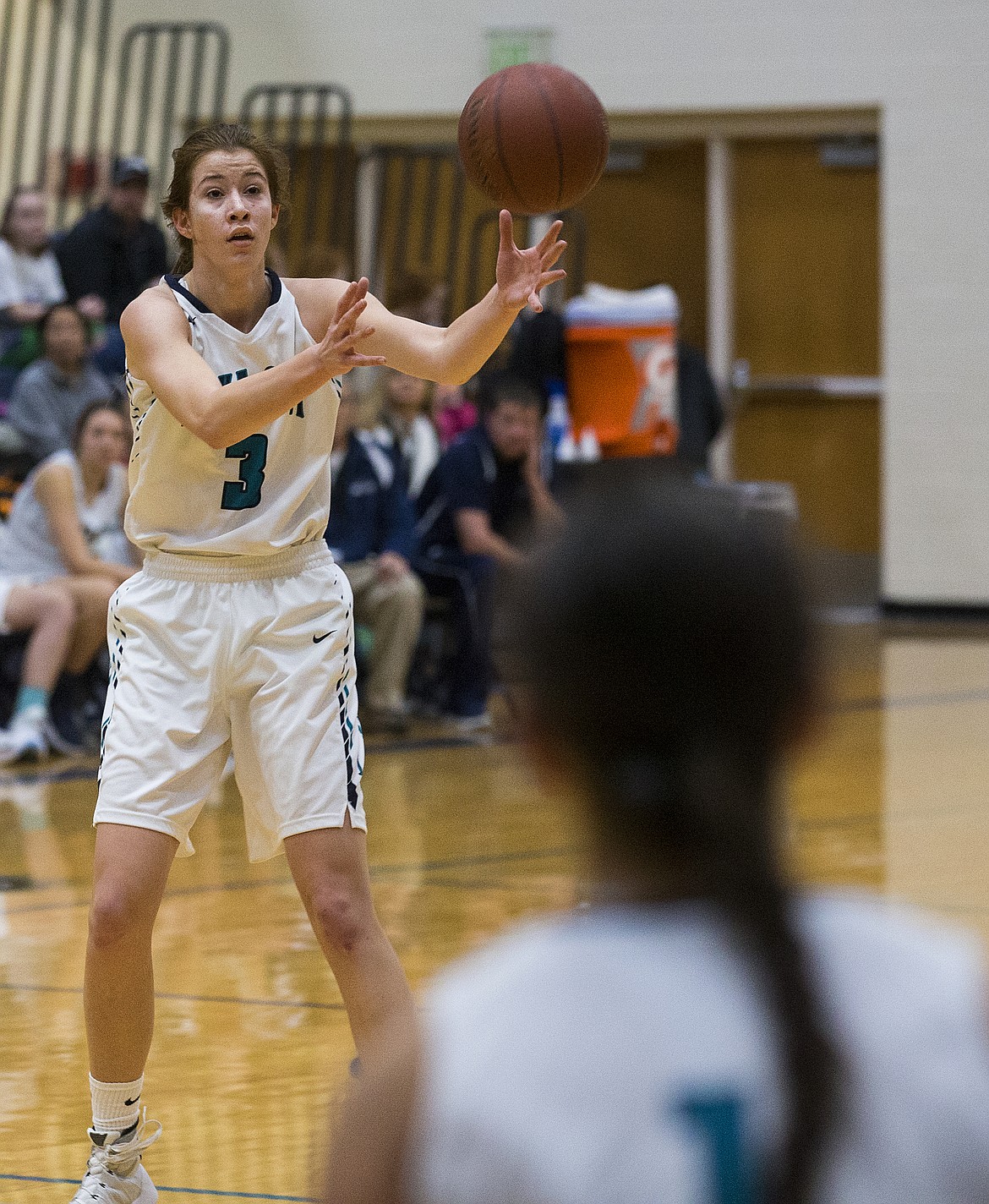 LOREN BENOIT/Press

Nina Carlson catches a pass against Post Falls during Thursday&#146;s game at Lake City High School.