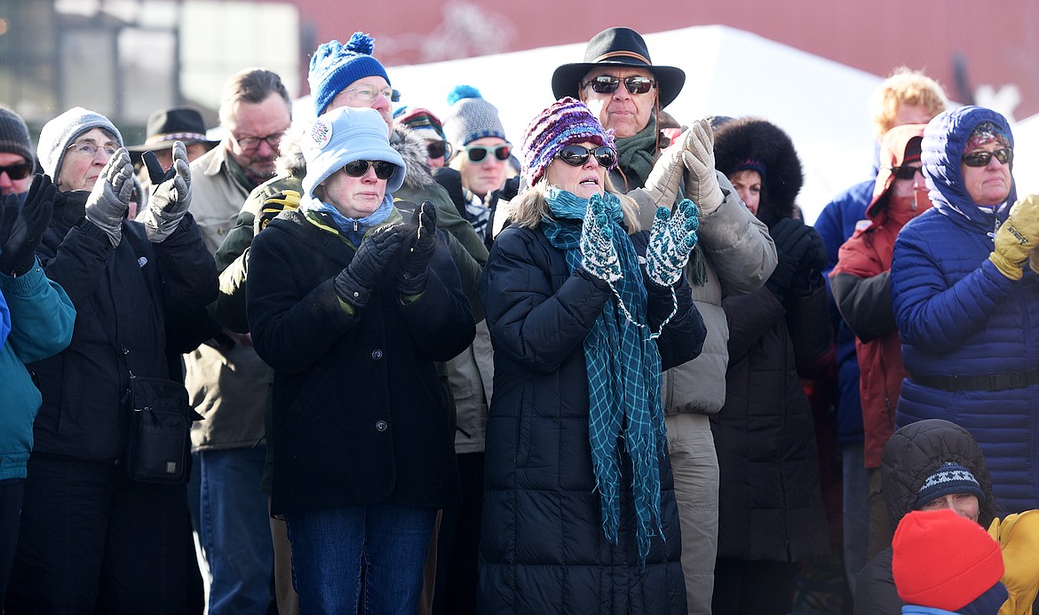 A crowd of hundreds gathered in downtown Whitefish for the Love Not Hate event in downtown Whitefish on Saturday, January 7.(Brenda Ahearn/Daily Inter Lake)