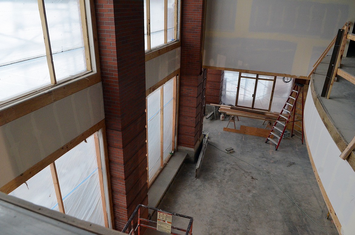 The second floor of the new City Hall features an open view down to the first floor lobby area. (Heidi Desch / Whitefish Pilot)