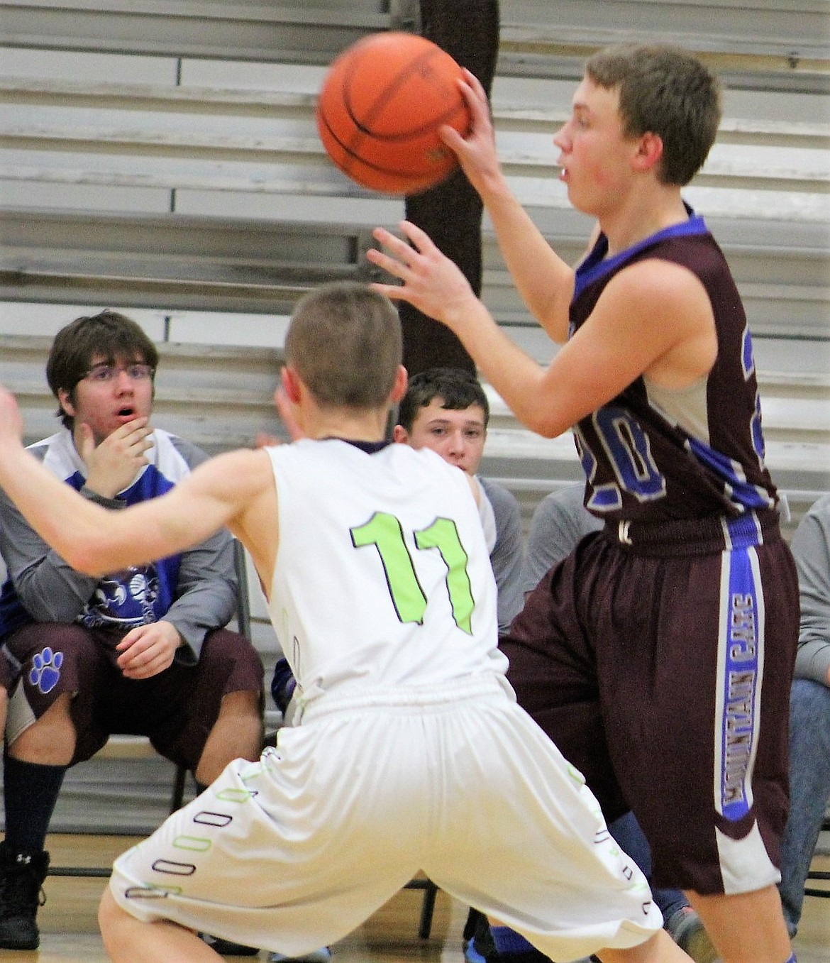 Bryan Mask with the Clark Fork Mountain Cats gets past the Valley Christian Eagles during Friday&#146;s game in Missoula. Cats lost 63-23. (Kathleen Woodford/Mineral Independent)