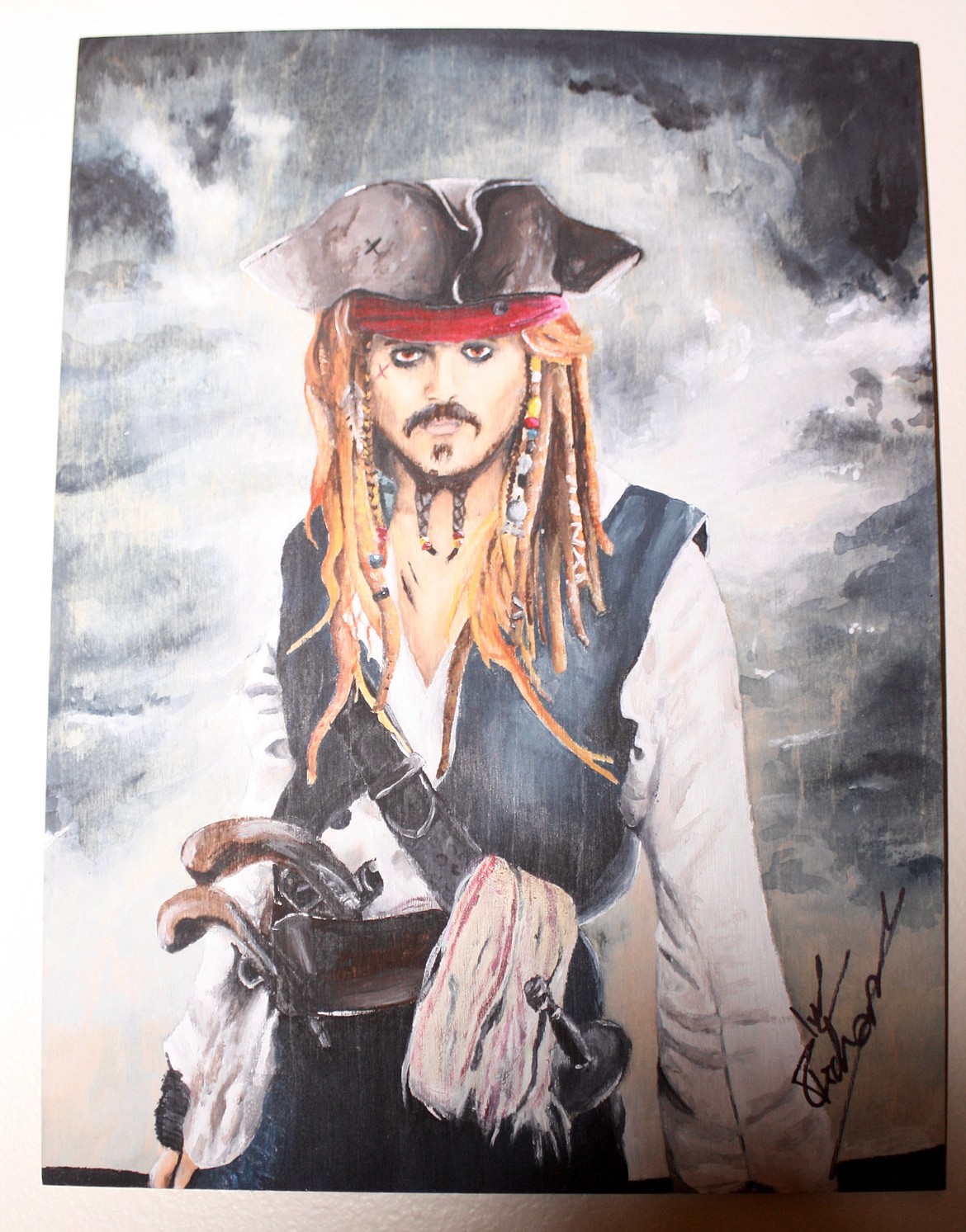 &#147;CAPTAIN SPARROW,&#148; acrylic on a wood panel, by Ivy Richards.