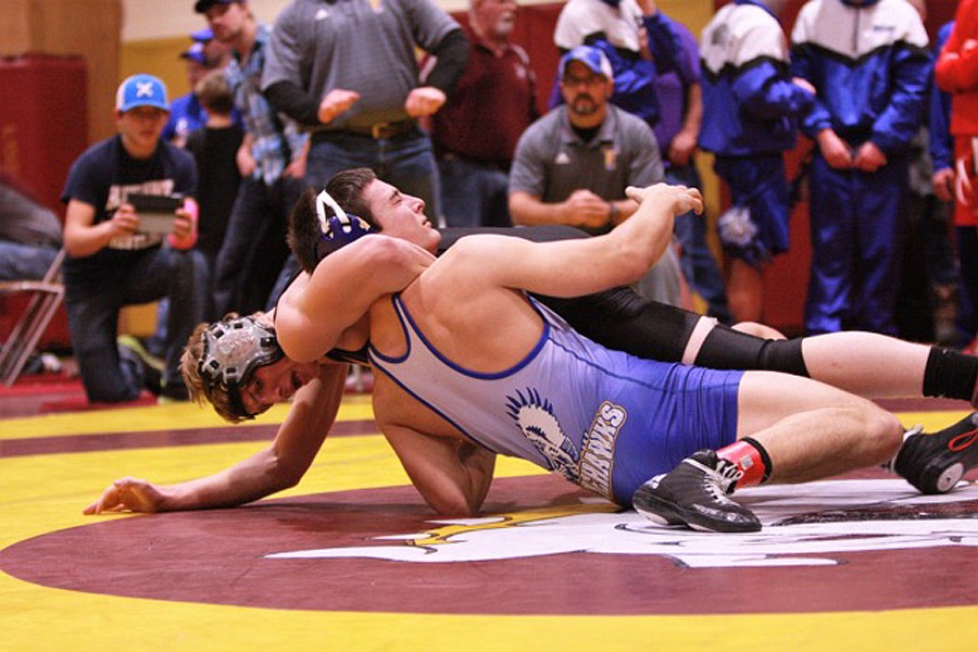 AUSTIN STAFFORD wrestles at the Choteau Classic. (Photos provided)