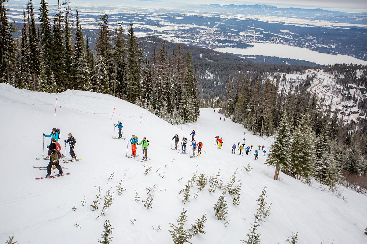 Photos from A Group Skin at Big Mountain for Our Friend Ben Parsons on Sunday, January 8, at the Whitefish Mountain Resort. Those taking part were encouraged to start in time to reach the summit by 4 p.m. with a moment of silence to be observed at 4:30.(Photos courtesy of Kat Gebauer of Green Kat Photography)