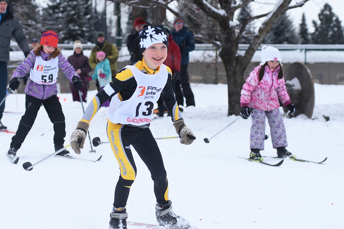 Noah Stone starts the 3K skate race during the Glacier Nordic Club&#146;s Glacier Glide on Sunday at Whitefish Lake Golf Club. (Daniel McKay / Whitefish Pilot)