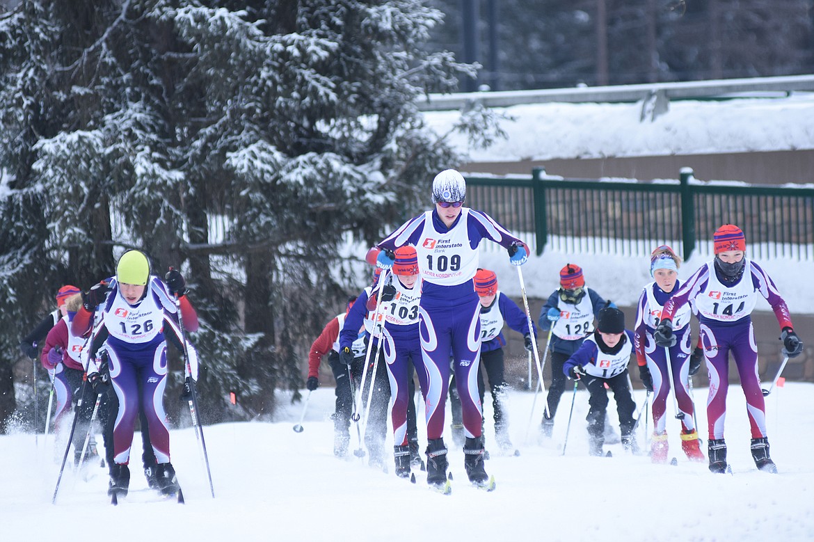 Whitefish skiers compete in Glacier Nordic Club&#146;s annual Glacier Glide race Sunday at Whitefish Lake Golf Club. (Daniel McKay photos / Whitefish Pilot)