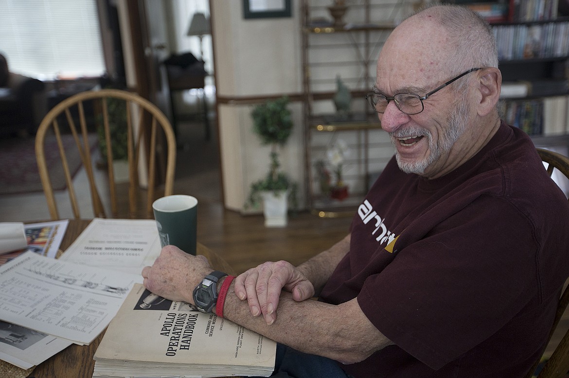 LISA JAMES/ PressRetired engineer and technical writer Vern Westgate laughs as he recalls a lighter moment with the astronauts of the Apollo 1 mission. January 27 is the 50th anniversary of the cabin fire that killed the three American astronauts during a pre-launch test. Westgate wrote the technical manual for the Apollo and was the liaison between the astronauts and the engineers, getting to know them well in the process.