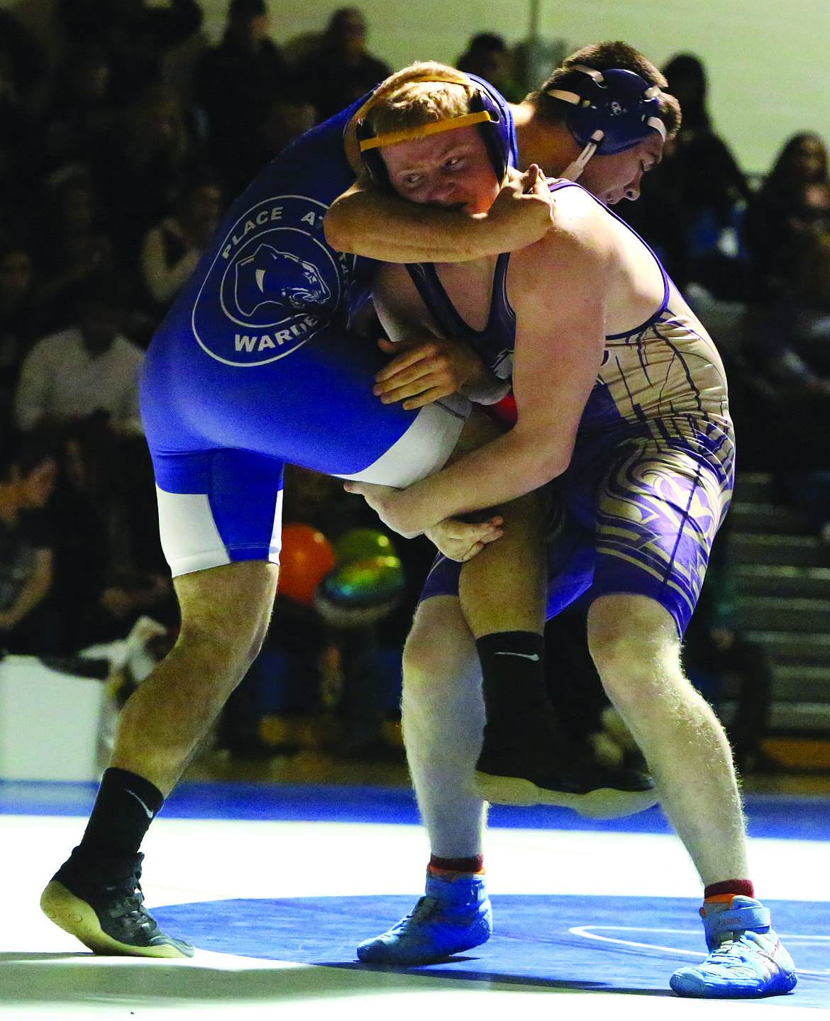 Connor Vanderweyst/Columbia Basin Herald
Tyrone Mendez (left) tries to escape the graps of Connell's Owen Hokanson.