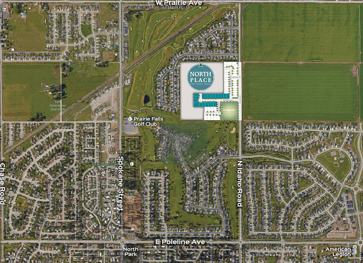 Image courtesy of GREENSTONE HOMES
Map view of the planned North Place development in Post Falls.