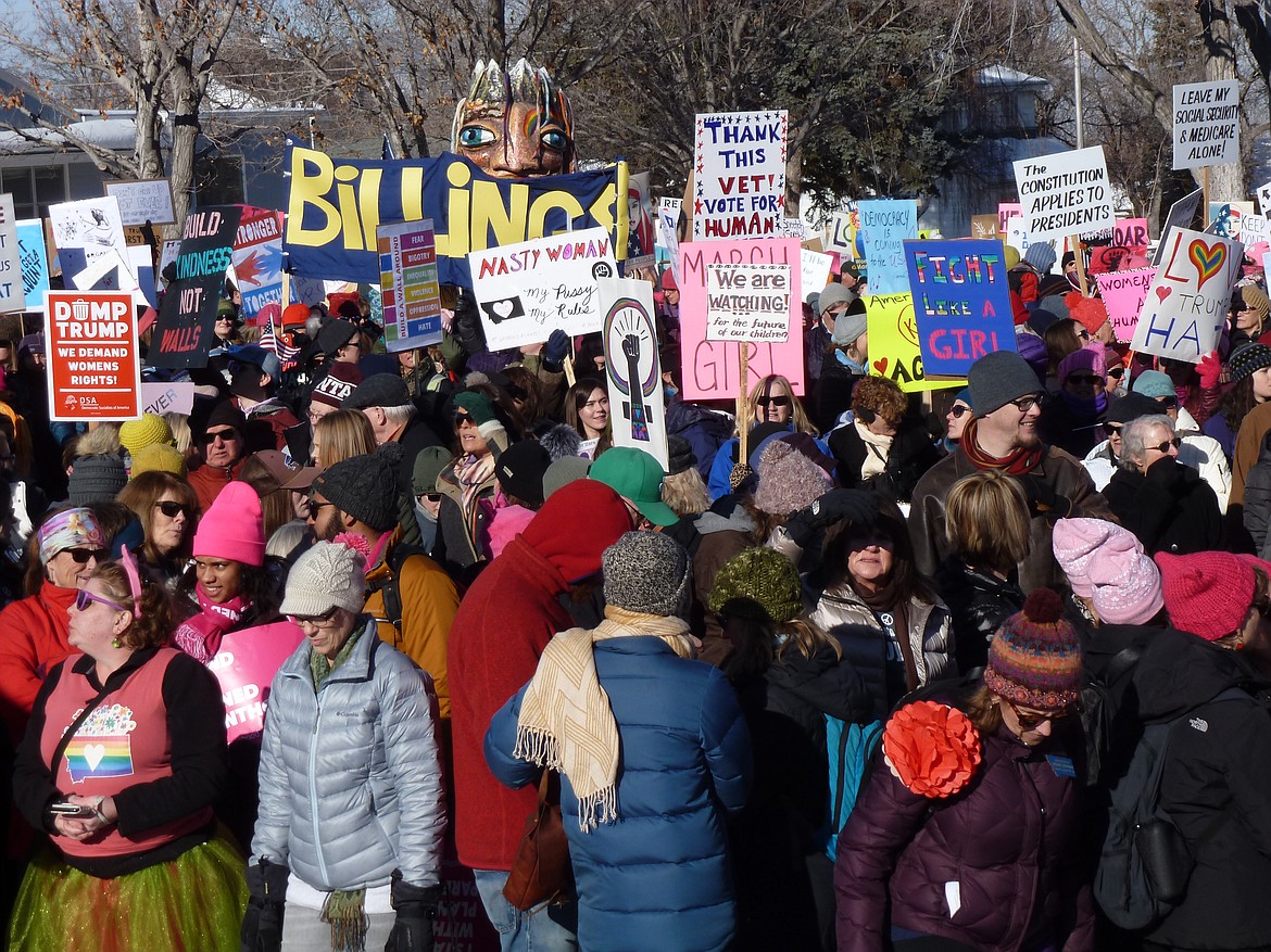 People gather at the Capitol in Helena on Saturday, Jan. 21, at the Women&#146;s March on Montana. Organizers estimated that about 10,000 people attended the demonstration, held in conjunction with the nationwide Women&#146;s March on Washington. (Photo courtesy of Leslie Van Stavern Millar)
