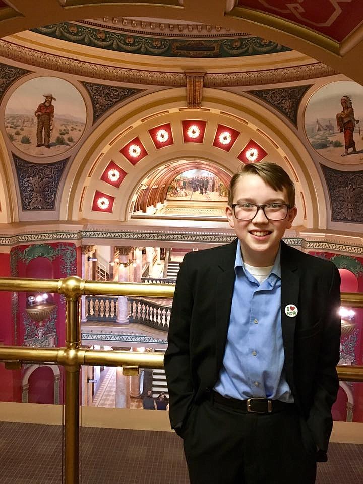 13-year-old St. Regis student Carter Jasper helped host the Biennial 4-H Legislative Breakfast on Jan. 17 at the Capitol in Helena. (Photo by Barb Jasper)