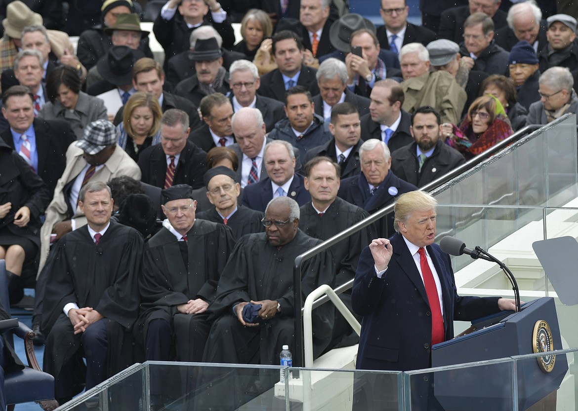 President Donald Trump delivers his inaugural address after being sworn in as the 45th president of the United States during the 58th Presidential Inauguration at the U.S. Capitol in Washington, Friday, Jan. 20, 2017. (AP Photo/Susan Walsh)