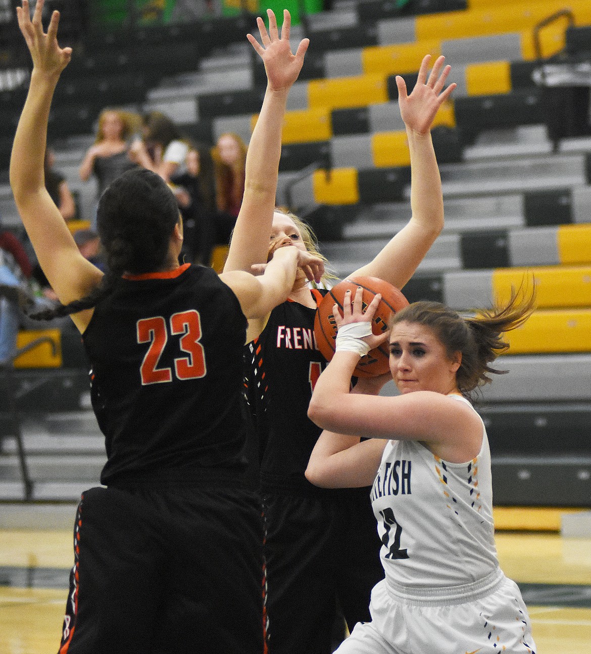 Libby Nagler finds an opening in the defense during Saturday's loss to Frenchtown.