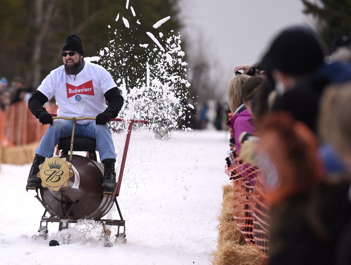 A BARSTOOL racer presses forward during Cabin Fever Days in Martin City in 2016. (Aaric Bryan/This Week in the Flathead)