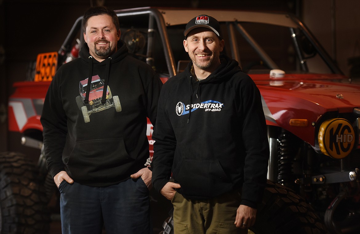 MARTY MANN (left) and Tom More, both of Kalispell, will race their truck in the Ultra4 Racing Series&#146; King of the Hammers, Thursday, Feb. 9 in Johnson Valley, California. The 100-plus mile off-road race is billed as &#147;the toughest one-day off-road race in the world&#148; and draws competitors from around the world. More and Mann entered their first Ultra4 Series race last October in Reno, Nevada and took home the victory in the 4500 modified class. (Brenda Ahearn/Daily Inter Lake)