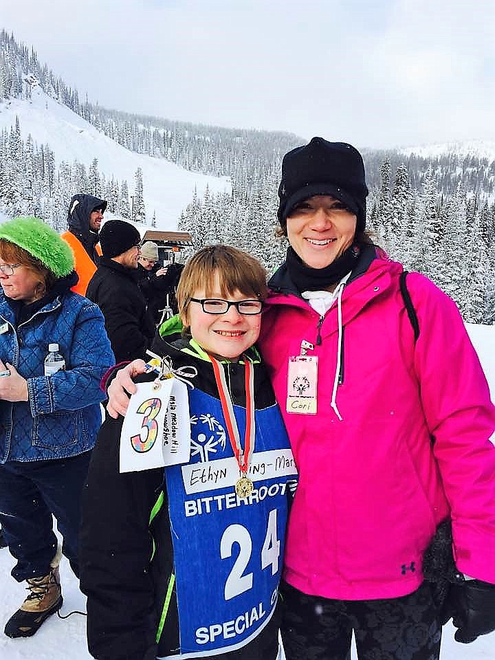 Cori Miranda, a kindergarten teacher at Alberton School, helped cheer for one of her former students, Ethyn King-Marshall, during the Bitterroot Special Olympics on Jan. 24. (Photo courtesy of Cori Miranda).