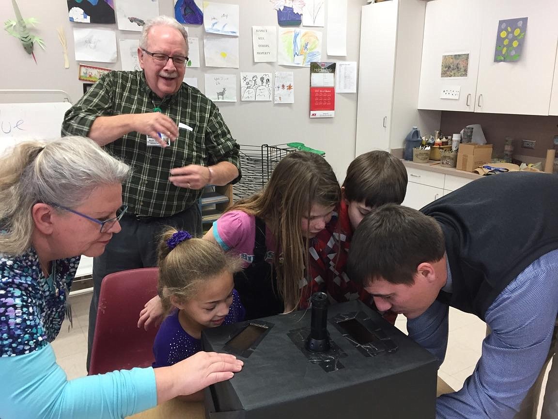 Superior Principal Logan Labbe takes part in hand washing demonstrations for elementary students by Mineral Community Hospital last week. (Photo courtesy Superior Elementary School).