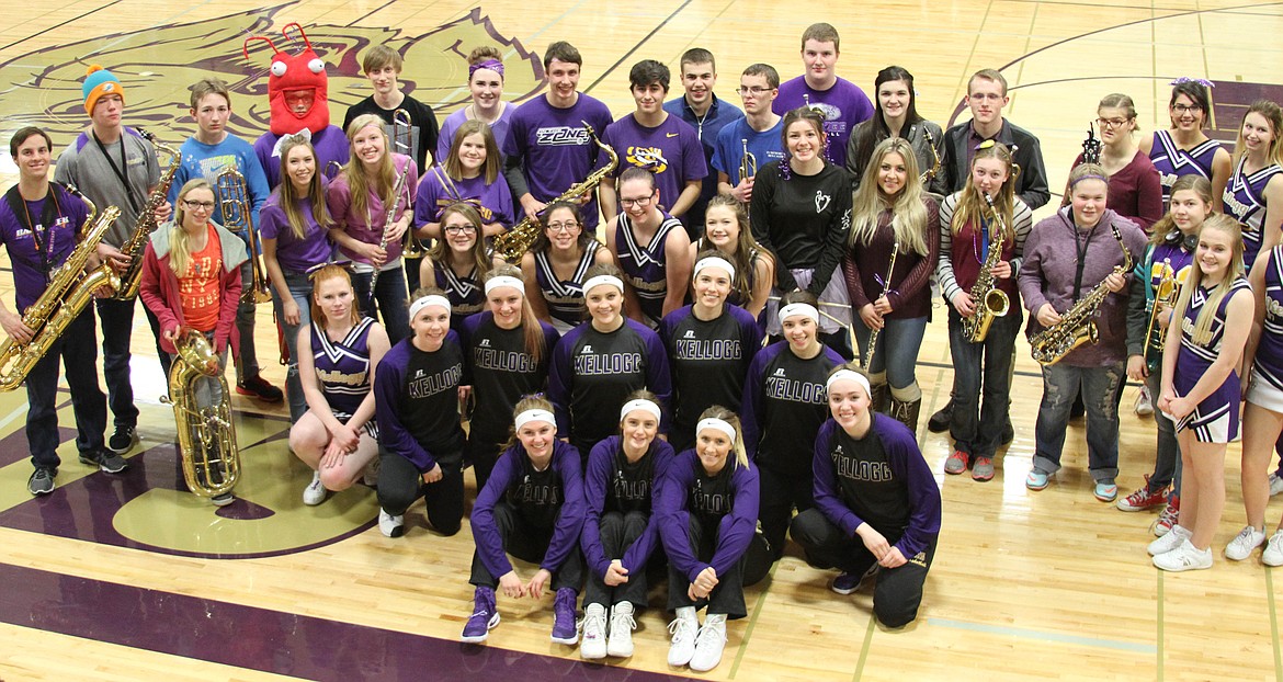 Photo by Josh McDonald
The Kellogg High School cheerleaders, pep band, and girls basketball team show off all of their purple in memory of classmate Sarah McFeeley.