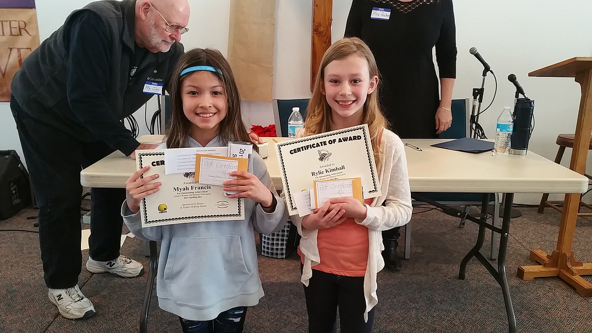 &#151;Courtesy photo
Fourth grade spelling bee winners: 1st Place: Rylie Kimball and 2nd Place Myah Francis.