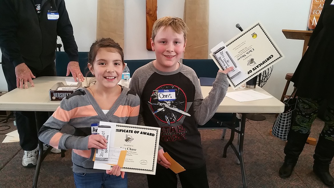 &#151;Courtesy photo
Fifth grade spelling bee winners: 1st Place: Ana Chase and 2nd Place: Chris Meyer.