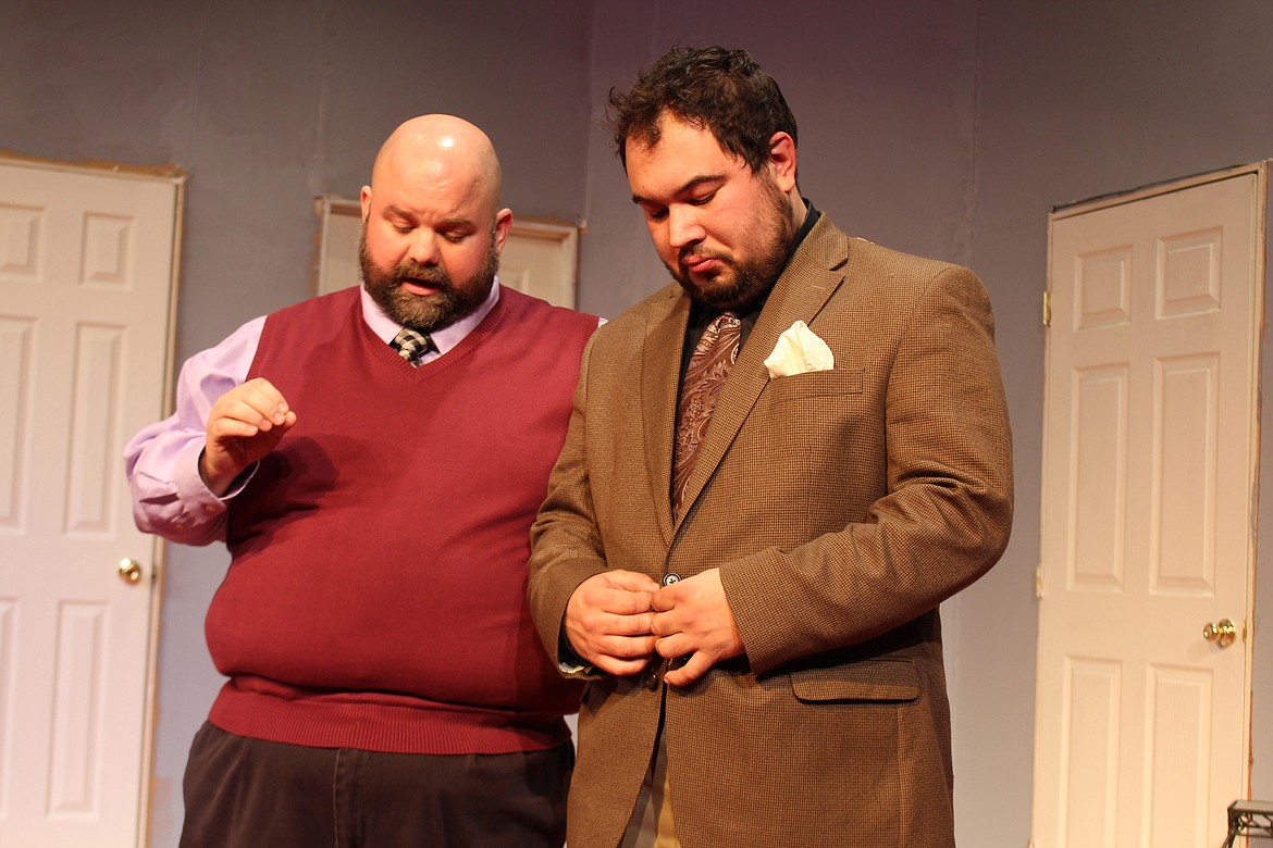 Cheryl Schweizer/Columbia Basin Herald
Lloyd (Justin Rowland, right) makes a directoral point to Freddy (Jesse Huntwork) in the Masquers production of &#145;Noises Off,&#146; opening Friday.