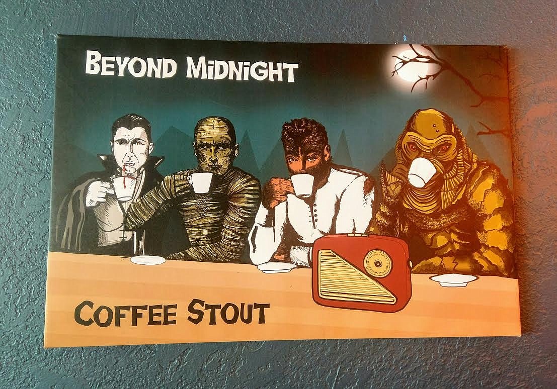 Radio Brewing&#146;s Beyond Midnight Coffee Stout sign in its taproom. Beyond Midnight will be one of its flagship beers.