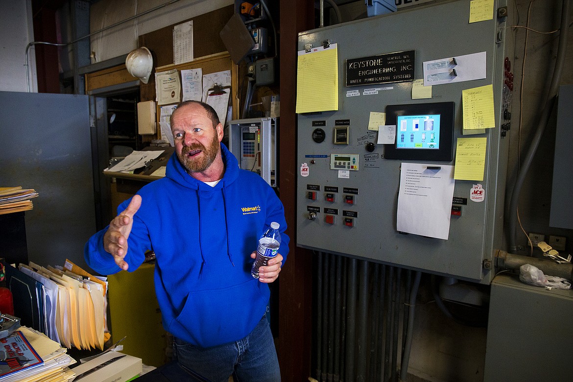 LOREN BENOIT/PressFor the last week Tony Larkins has been helping Kootenai County Water District No. 1 station get back online by monitoring water levels, answering phone calls and other duties.